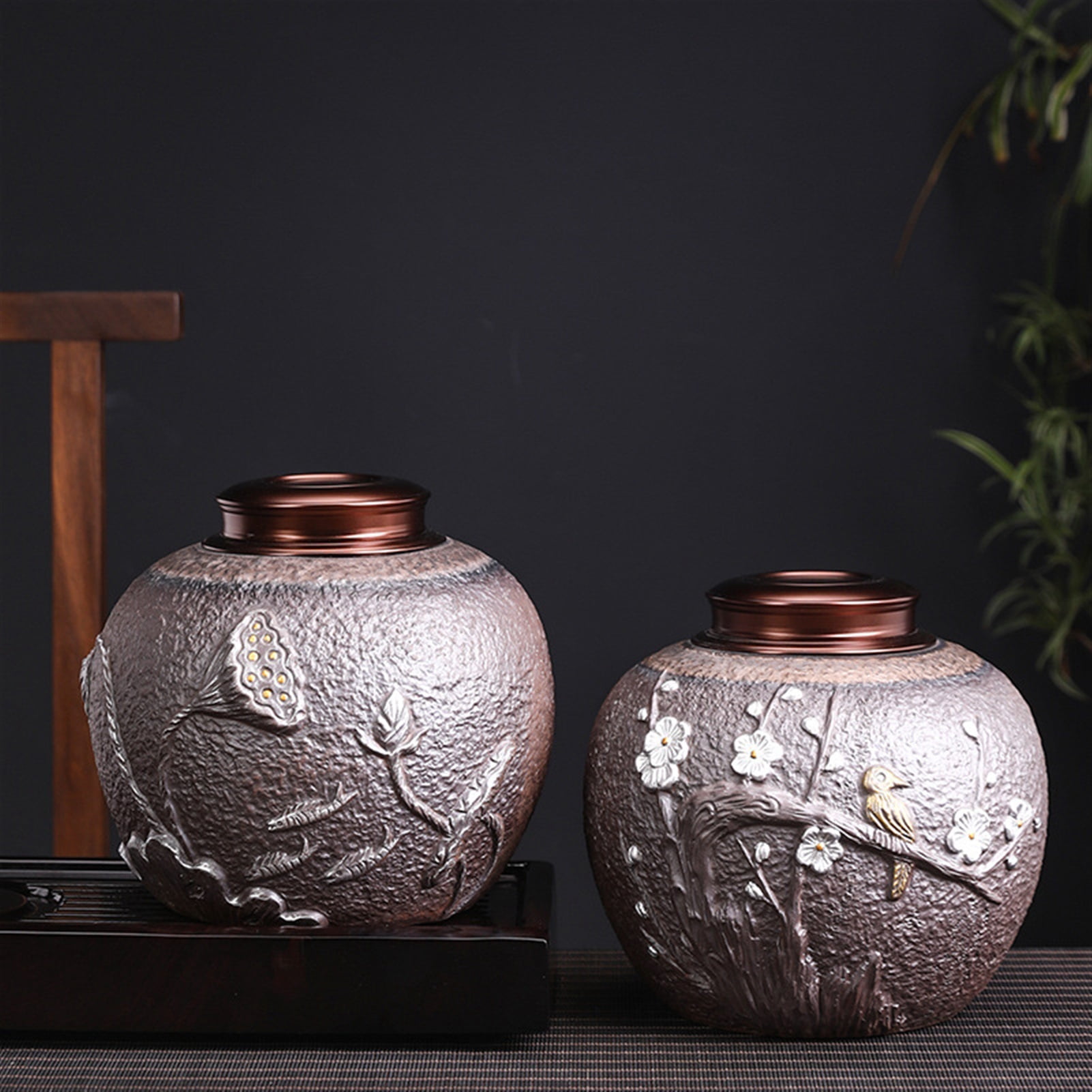 Dear Pet Memorials Fallen Leaves Mourning Bird Pattern Ceramics Pet Cremation Urn