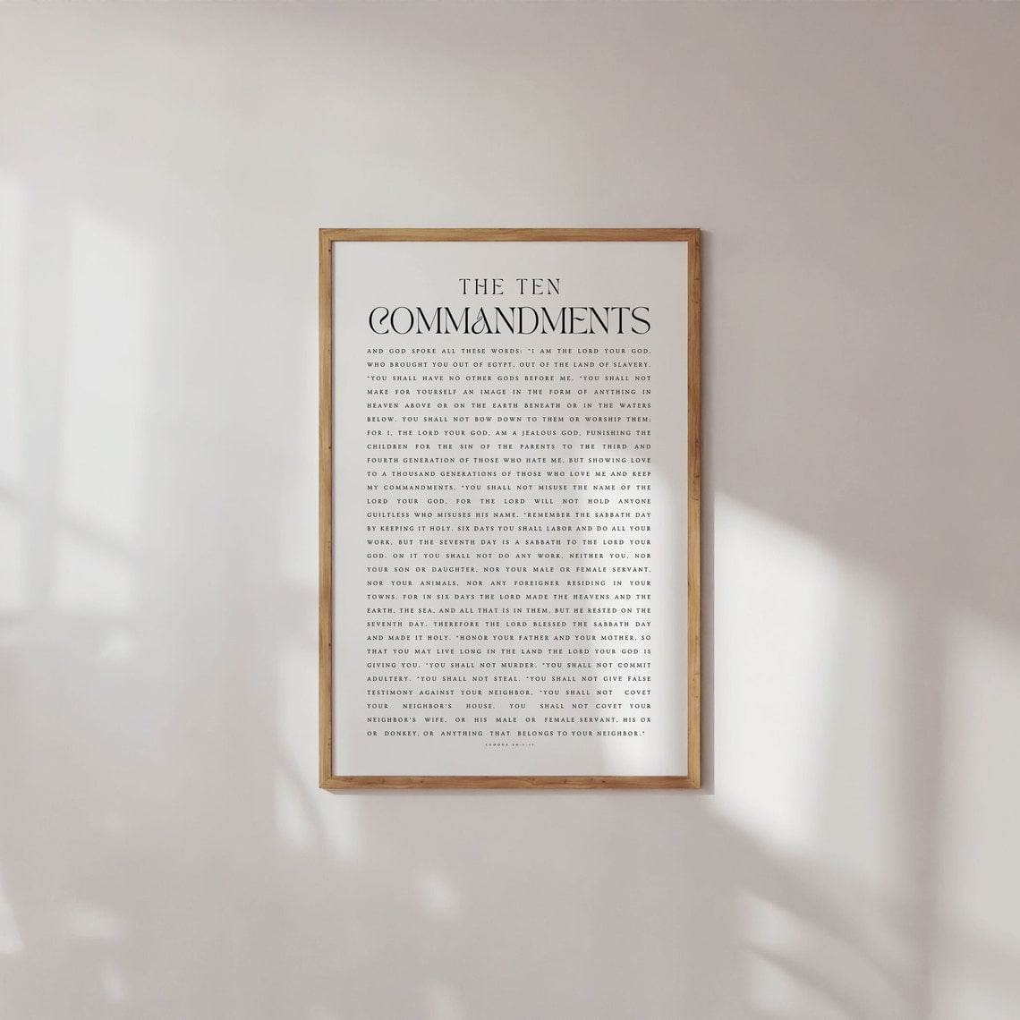 Exodus 20 1 17 The Ten Commandments 10 Bible Verse Vintage Christian Poster Wall Art Print