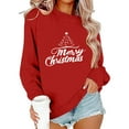 thumbnail image 2 of larppty Merry Christmas Sweatshirt for Women Cute Christmas Tree Print Pattern Pullover Tops Blouses (Red, XXL), 2 of 7