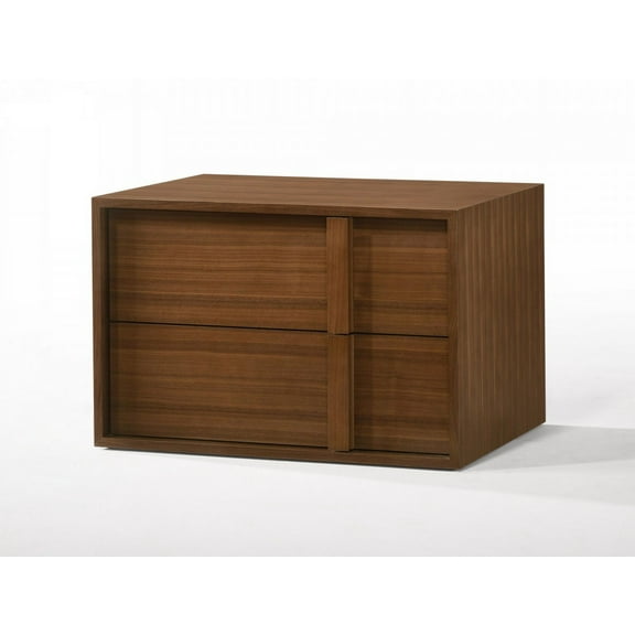Modern Walnut Nightstand with Two Integrated Drawers