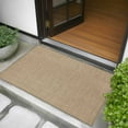 thumbnail image 5 of Beige 2x3 Door Mat Rug, Farmhouse Burlap Solid Brown Color Modern Linen Texture Non-Skid Rubber Backing Large Rectangle Rugs - Living Room Bedroom Home Office, Indoor Floor Mat Carpets Washable Rug, 5 of 9