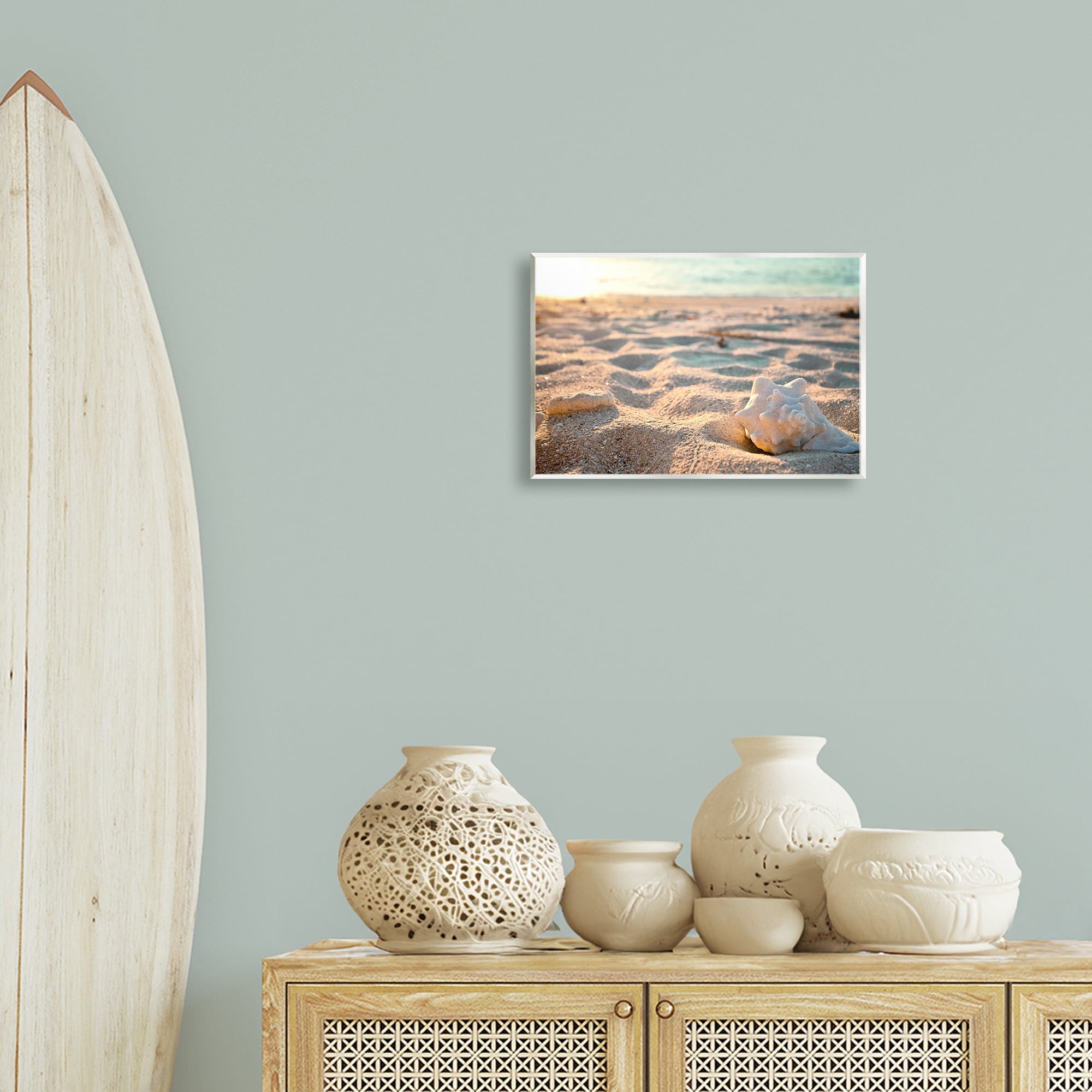 Stupell Industries Conch Shell in Sand Coastal Photography Unframed Art Print Wall Art, 15 x 10
