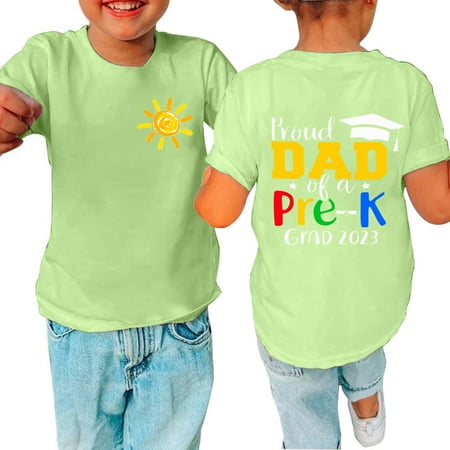

YANHAIGONG Summer Baby Tops Clearance Toddler Baby Boys Girl Comfortable Solid Color Graduation Print Short Sleeve Cotton T-shirt Top 3-14 Years