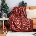 thumbnail image 4 of Puntoco Manta roja de decoración navideña, manta gruesa de invierno para sofá de sala de estar, manta tejida, bufanda para cama, 4 of 6