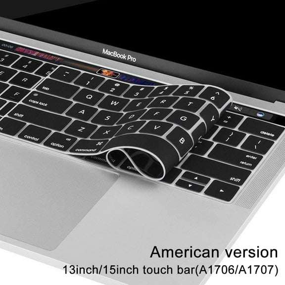 Keyboard Cover Skin for MacBook Pro with Touch Bar 13/15 inch (A1706 / A1707) skin,Black