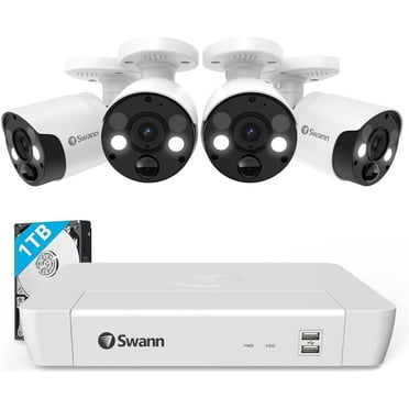 Swann Swann Home Security Camera System with 1TB 8 Channel 4 Cam POE Cat5e NVR