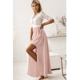 thumbnail image 2 of ABPHQTO Vestido largo de patchwork de croché de encaje rosa para mujer con abertura lateral, 2 of 5