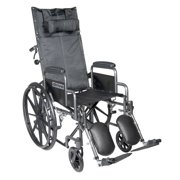 Drive Medical Silver Sport Reclining Wheelchair with Elevating Leg Rests, Detachable Desk Arms, 18" Seat