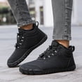 thumbnail image 3 of Rokment Womens Mens Furry Lined Barefoot Water Snow Boots Waterproof Wide Toe Zero Drop Non Slip Hiking Ankle Booties Black Size 6, 3 of 7