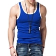 thumbnail image 2 of Men'S Gym Workout Tank Tops Color Blocking Sleeveless Muscle Shirts for Beach & Athletic Wear Royal Blue&White XXL, 2 of 9