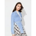 thumbnail image 5 of Female'S Fashion Lace Up Denim Jacket Long Sleeve Open Front Vintage Short Jean Coat Casual Streetwear Light Blue M, 5 of 9