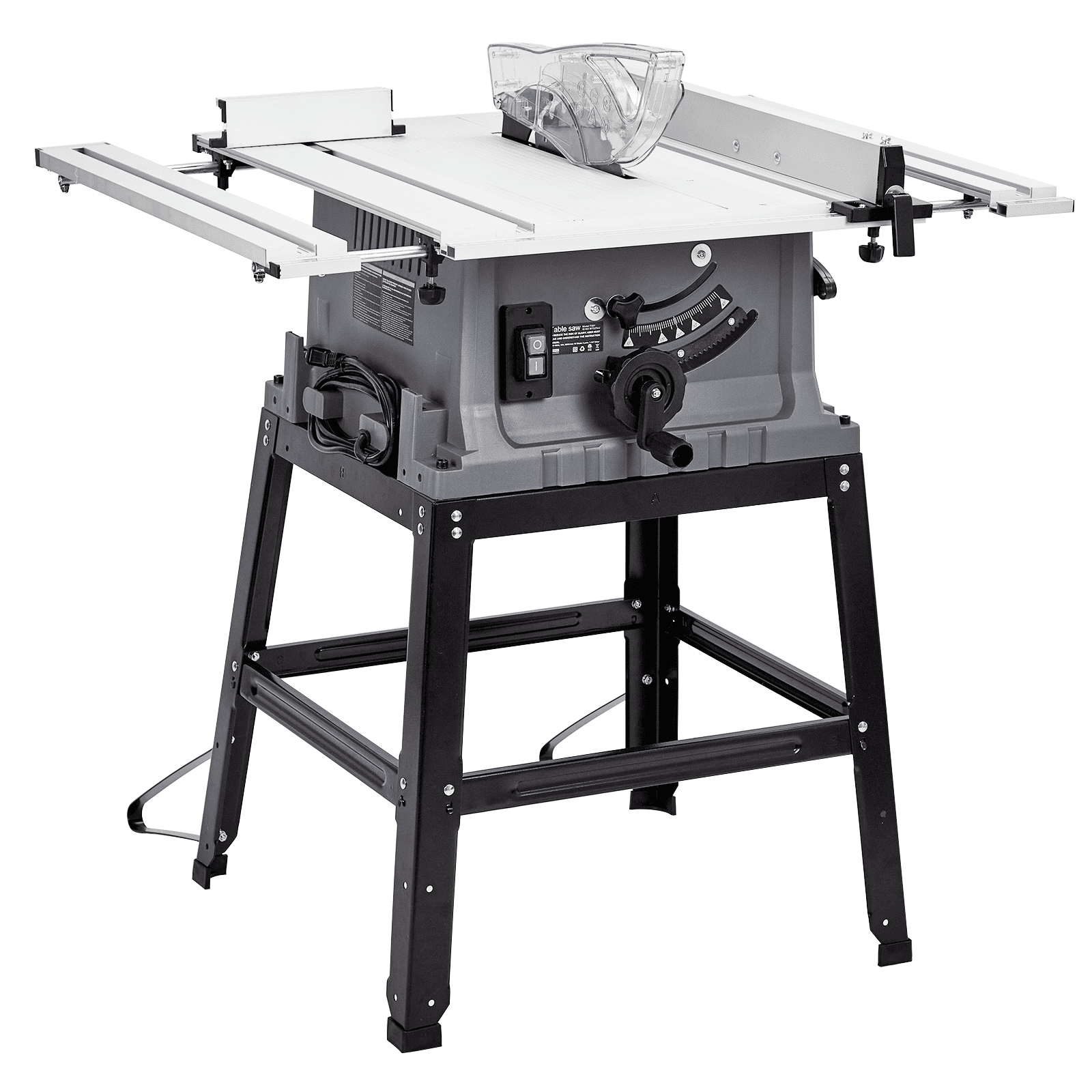 Kojooin 10-Inch 15a Multi-Purpose Table Saw with Stand and Push Bar, Capable Of 90° Crosscuts and 0-45° Miter Cuts, 5000 Rpm Speed, Adjustable Blade Height, Suitable for Woodworking