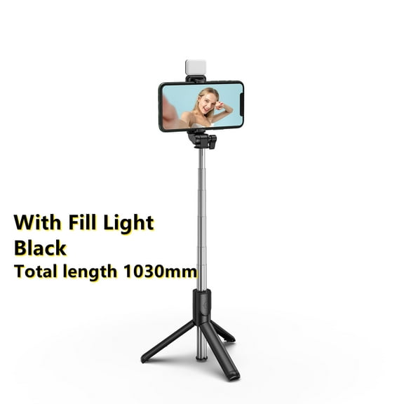 Lighted Selfie Stick Tripod, Removable Bluetooth Remote, 2 Brightness Levels, Lightweight, Portable, Compatible with All iPhone & Android Devices(2022Upgrade)