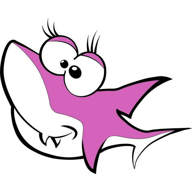 Animated Purple Baby Shark Cartoon Character Wall Art Sticker Vinyl Decals  Girls Boys Children Baby Bedroom House School Wall Decor Removable Sticker  Peel and Stick Size (20x10 inch) 