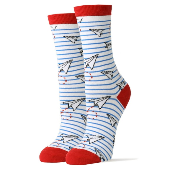 OoohYeah Womens Novelty Crew Socks, Funny Colorful Socks, Paper Planes