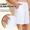 thumbnail image 3 of Havenre Men's Athletic Gym Shorts - Quick Dry Drawstring Elastic Waist Casual Basketball Shorts with Pockets for Running Workout Activewear White L, 3 of 7