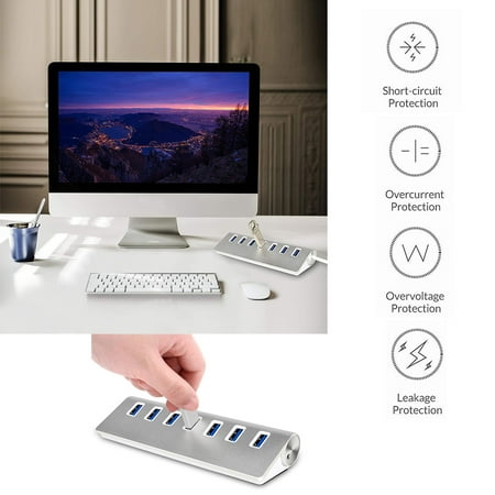 24 Intel Imac Power Supply Reactionnx USB Hub, Aluminum 7 Port USB Data Hub with 5V/4A 20W Power Adapter for MacBook Air, Mac Mini, iMac, Laptop, PC, USB Flash Drives, Hard Drive ()
