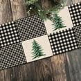 thumbnail image 6 of Black White Buffalo Plaid Check Table Runner, Pine Tree Tabletop Scarf Home Kitchen Decor, Winter Seasonal Farmhouse Holiday Rustic Burlap Dining Decoration Housewarming Gift Party Supply, 6 of 7