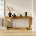 thumbnail image 2 of Fnova 70.9" Long Console Table, 2-Tier Rustic-Modern Storage Wooden Sofa Table with U-Shaped Pedestal for Living Room, Entryway/Hallway/Foyer, 2 of 8