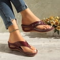 thumbnail image 4 of Wedge Slippers for Women with Rhinestone Buckle, Open-Toe Casual Slide Sandals, Textured Faux-Leather Summer Pool and Beach Shoes, 4 of 8