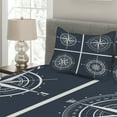 thumbnail image 2 of Ambesonne Compass Quilted Coverlet 3 Pcs, White Compass Design, King Size, Navy Blue and White, 2 of 4
