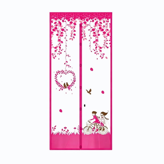 JHyouerji Self Closing Magnetic Mesh Screen Door Curtain 83x35 Inch,Pink Breathable Fly Insect Barrier for Bedroom Summer Patio Apartment Ventilation Partition Decor