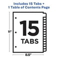 Avery Ready Index 15Tab Dividers, Customizable TOC, 1 Set (11143