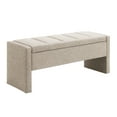thumbnail image 5 of Linen Grey Brown Upholstered Storage Bed End Bench, Large Foot Rest Stool, Comfy Window Vanity Bench for Living Room, Bedroom, Dorm, 5 of 9