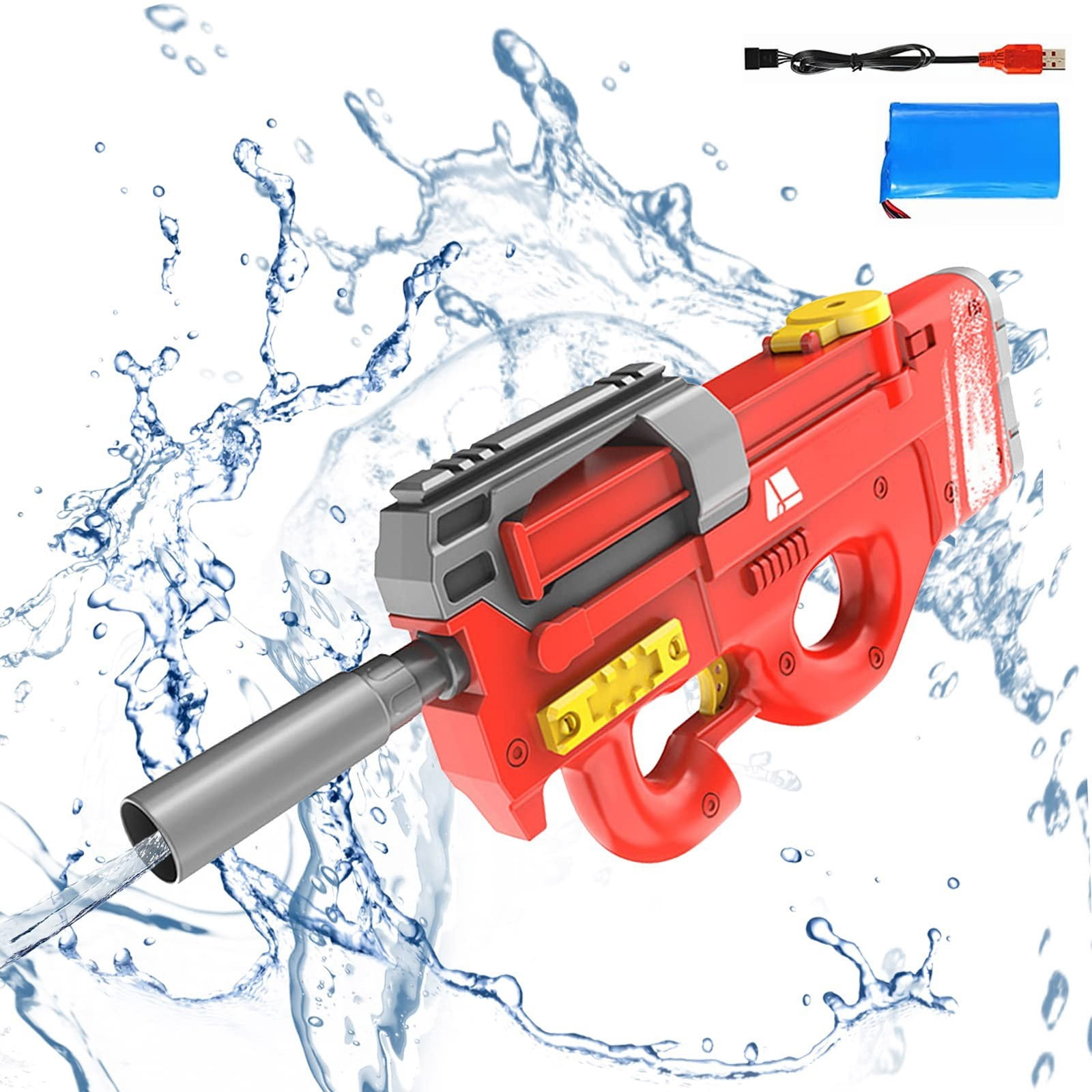 Water Guns for Student, Water Gun Electric, 16 In, Red, Rechargeable Battery, 1 Pc, Water Toys for Student, Outdoor Water Toys, Outdoor Summer Toys for Student, Outdoor Play,