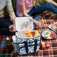 thumbnail image 5 of FORMRS Insulated Cooler Bag 24 Cans Capacity Soft Leakproof Lunch Box with Side Pockets, Blue Floral Pattern, 5 of 7