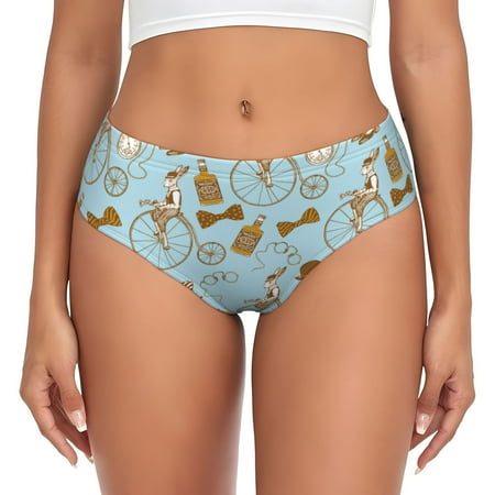 Womens Underwear - Bike Pattern rabbit No Show Seamless Underwear for Women  Soft Comfort Stretch Women s Panties  Hipster Ladies Panties Bikini Underwear Briefs