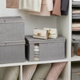 thumbnail image 5 of Foldable Fabric Storage Bin with Double-Open Lid, Decorative Storage Box with Transparent Window, Gray Closet Organizer, Ex-Large, 21.2" x 15.7" x 11.8", Gray, 5 of 8