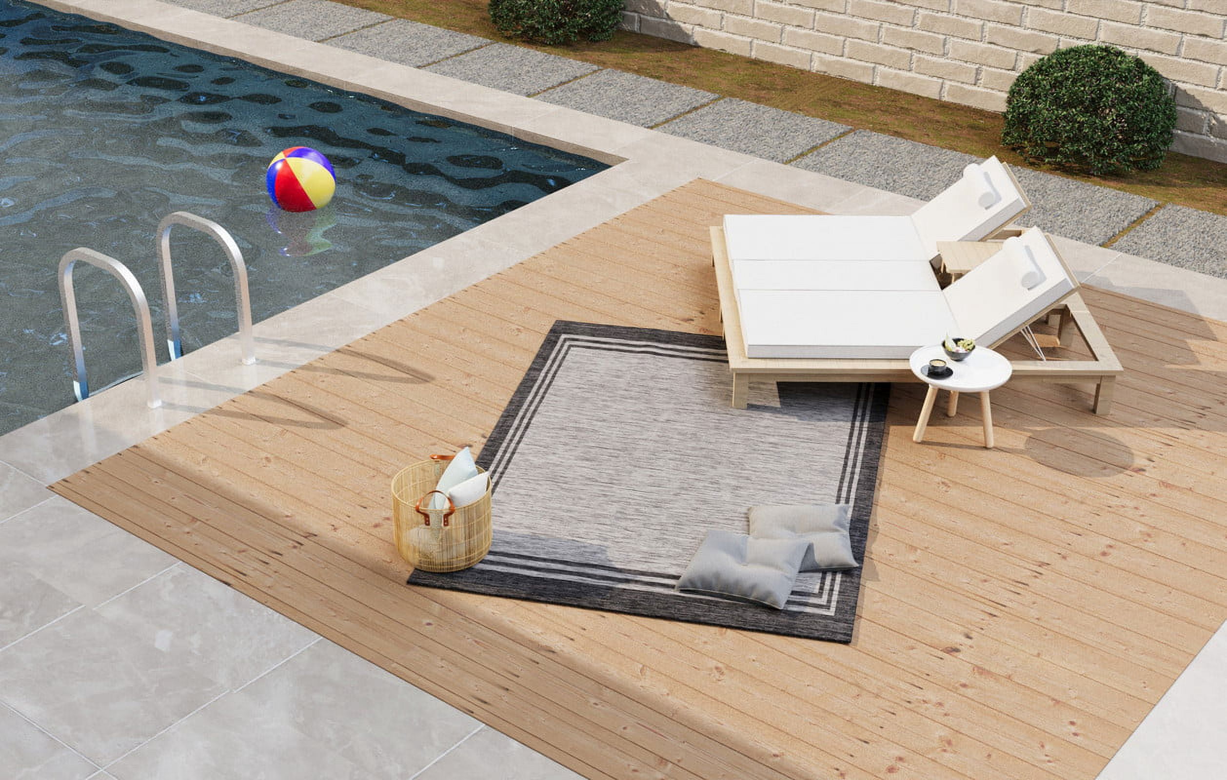 Beverly Rug Indoor/Outdoor Area Rugs, Waterproof Patio Porch Garden Carpet, Silver Gray, 9'x12'