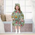 thumbnail image 7 of FORMRS Wearable Blanket Hoodie with Sleeves for Kids Cozy Flannel Sweatshirt, Green Cartoon Trucks Pattern, 7 of 7