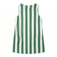thumbnail image 6 of Dolkfu Green Womens Summer Dresses French Style Crew Neck Sleeveless Mini A-Line Dresses Striped Refined Relaxed Fit Patchwork Dresses Green,Xxl, 6 of 6