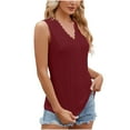 thumbnail image 3 of WXLWZYWL Women'S Solid Colour V-Neck Vest Summer Lace Splicing Sleeveless T-Shirt Tops Short-Sleeved V-Neck Tops/Shirts, 3 of 5