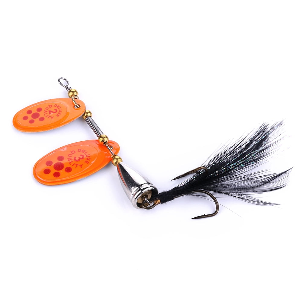 Fishing Lure Spinnerbaits, HENGJIA 6PCS Fishing Lures with Feathered Treble Hooks,Trout Bass Salmon Hard Metal Spinner Baits Kit Rooster Tail Fishing Lures Kits,1/2oz