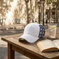 thumbnail image 3 of American Flag Embroidered Mesh Baseball Cap for Women, 4th of July Independence Day Washed Distressed Cotton Ponytail Hat Breathable Trucker Cap for Outdoor Travel Summer Wear, 3 of 5