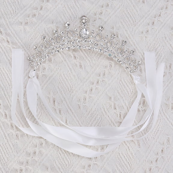 WEUVEB Plated Silver Alloy Rhinestone Crystal Bridal Hairband with Floral Teardrop Decor for Wedding and Special Occasions
