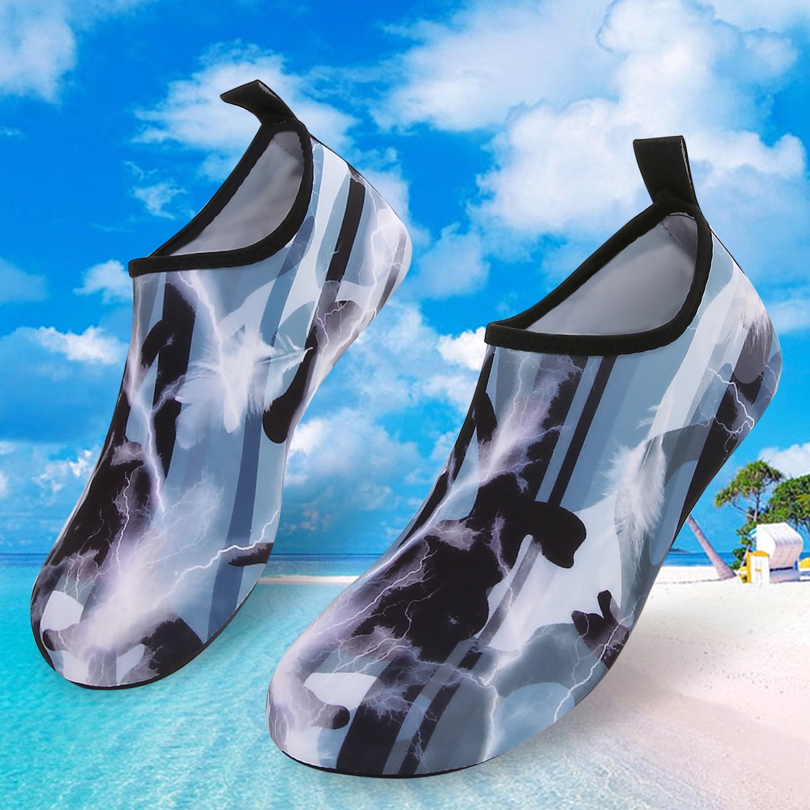 Men and Women a Slip On Barefoot Quick-Dry Beach Aqua Yoga Water Shoes (Thunder/Black, 11.5-12.5 Men)