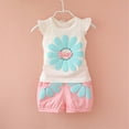 thumbnail image 2 of kpoplk Toddler Baby Girl Clothes 12M-5T Girls Spring Summer Outfit, Sleeveless Ruffle Bowknot Top + Floral Short 2 Piece Set Size 6-12 Months,Pink, 2 of 5