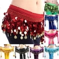 thumbnail image 3 of Chiffon Belly Dance Hip Scarf with 58 Sequin Wrap Adjusted Waistband Skirt, 3 of 3
