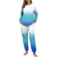 thumbnail image 4 of Enjoytime Lounge Sets for Women Printed Round Neck Long Sleeve Tops Drawstring Pants Warm Pajamas Fall Winter Matching Womens 2 Piece Outfits, 4 of 7