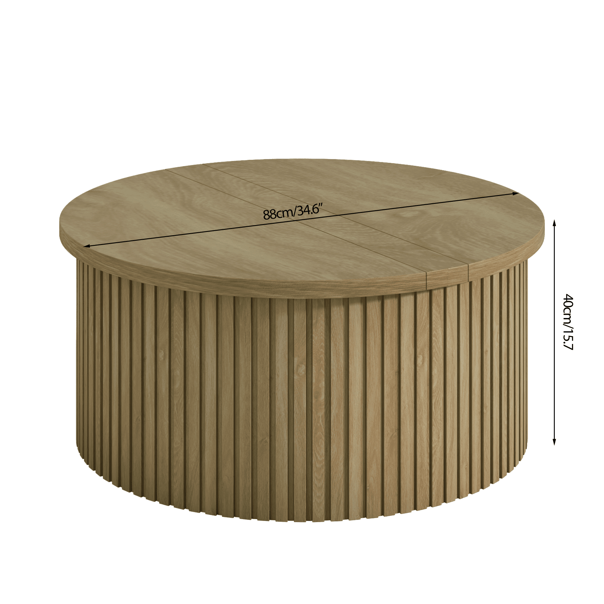 Round Lift Top Coffee Table with Storage Farmhouse Center Table with Hidden Compartment Circle Sofa Table for Living Room Wood