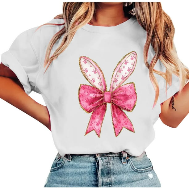 Tops de Manga Corta de Verano para las Mujeres Imprimir Blusa de Cuello Redondo, Moda Ligera de Poliéster Spandex