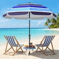 thumbnail image 2 of Outsunny Parasol de Plage avec Table Pliable et Porte-Gobelet, Multicolore, 2 of 10