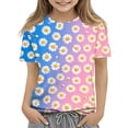 thumbnail image 3 of Cute Summer Tops for Kids Girls Size 7 Soft Casual Short Sleeve Crew Neck Girls Shirts Funny Daisy Graphic Tees Girls Fashion Tunic Tops Dark Blue 7-8 Years, 3 of 6