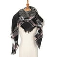 thumbnail image 2 of Women's Plaid Winter Scarf with Tassels Chunky Knit Oversized Wrap Shawl, 2 of 5