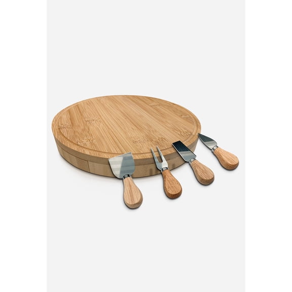 10" Bamboo Cheese Board with Knife Set