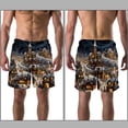 thumbnail image 3 of luoweisi Men's Beach Shorts Quick Dry Swim Trunks with Mesh Lining Christmas Night S, 3 of 5